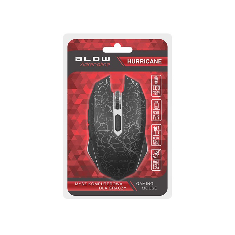Mysz optyczna BLOW Adrenaline HURRICANE USB dla graczy / 84-051