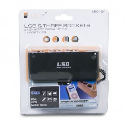 Rozgałężnik gniazda zapalniczki x3 + USB LB0124 LIBOX / BX8311