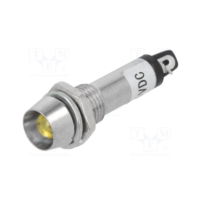 Kontrolka LED 8mm 24V żółta wklęsła / IND8-24Y-B