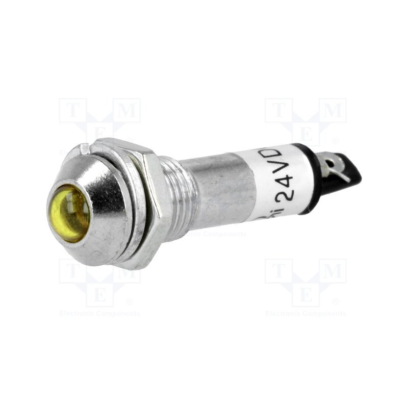 Kontrolka LED 8mm 24V żółta wypukła / IND8-24Y-A