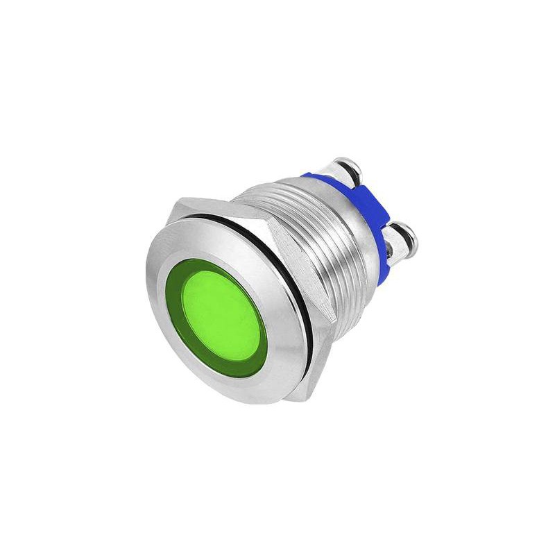 Kontrolka LED 18mm 12V zielona metal / LXEK5674