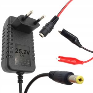 Ładowarka akumulatorów Li-ion 25,2V/1A wt. 5,5/2,1 (+) oraz adapter z krokodylkami / 44099 - 1