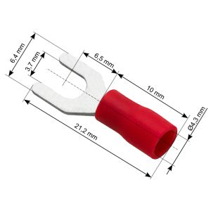 Konektor widełkowy M3 izolowany czerwony na przewód 0,5-1,5mm2 / 43-003 - 1
