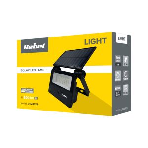 Lampa halogen LED solarna 6W 6500K 800lm czujnik ruchu PIR / URZ3625 - 1