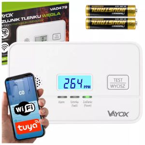 Inteligentny detektor czujnik węgla (czadu) VAYOX VA0479 (bateryjny 2xAA) WiFi Tuya Smart Life / BX16249 - 1