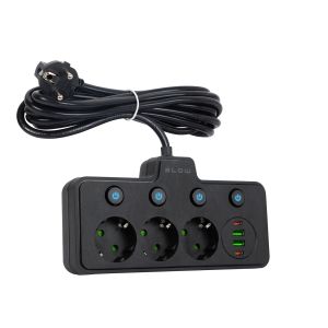 Przedłużacz elektryczny 3m/3gn z.u. + 2xUSB + 2xUSB-C BLOW / 98-314 - 1